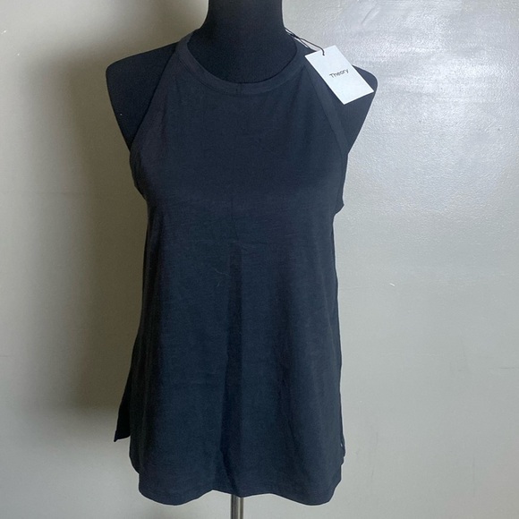 Theory Kavasi Black Sea Slub Tank Top 100% Cotton Sz L NWT - Picture 1 of 9